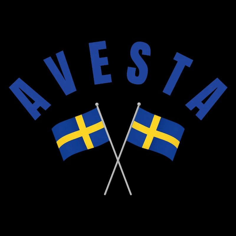 Avesta-Two Crossed Swedish Flags