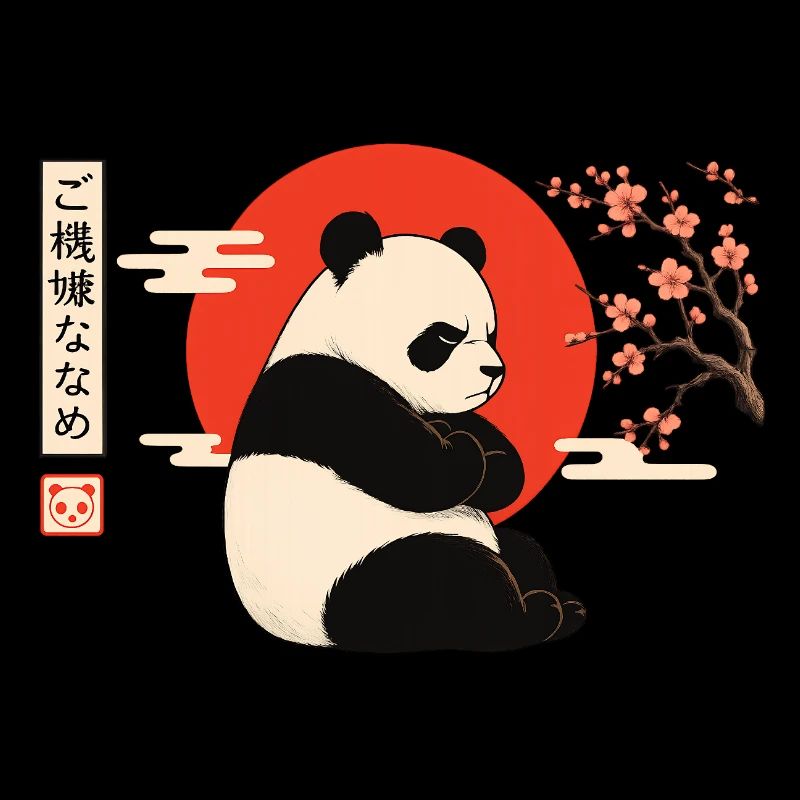 Beleidigter Panda im Ukiyo-e Stil Japanische Kunst