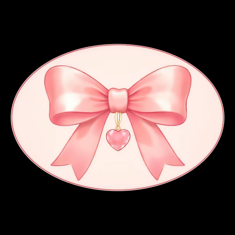 Pink bow with heart pendant Bichon&Bear Studio