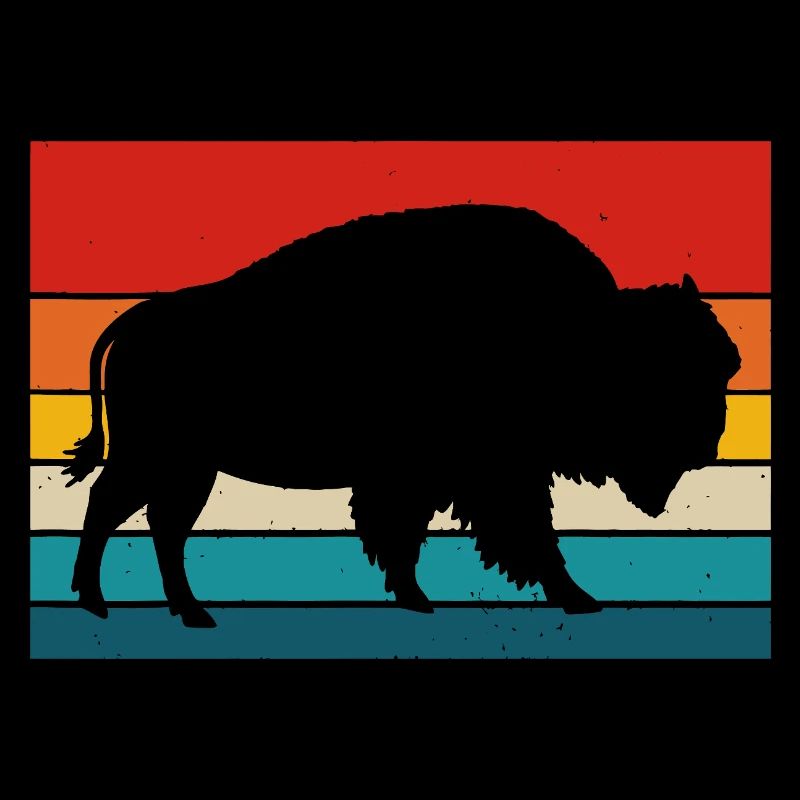 Silhouette d’ours sur des rayures arc-en-ciel rétro