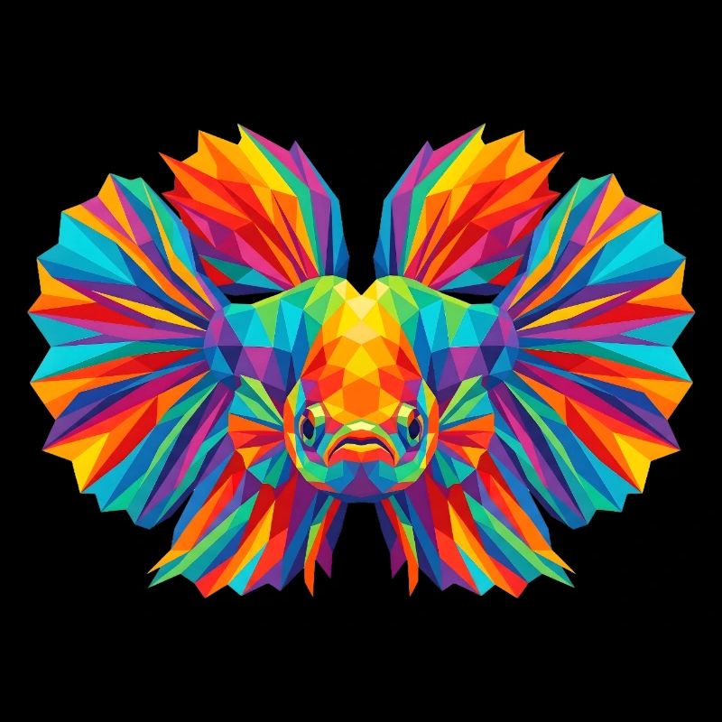Colorful Geometric Betta Fish Pop Art