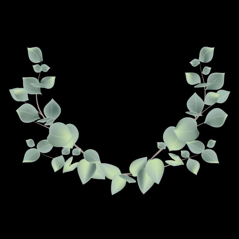 delicate eucalyptus branches as a half wreath