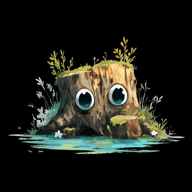 Waldstumpf mit neugierigen Augen
