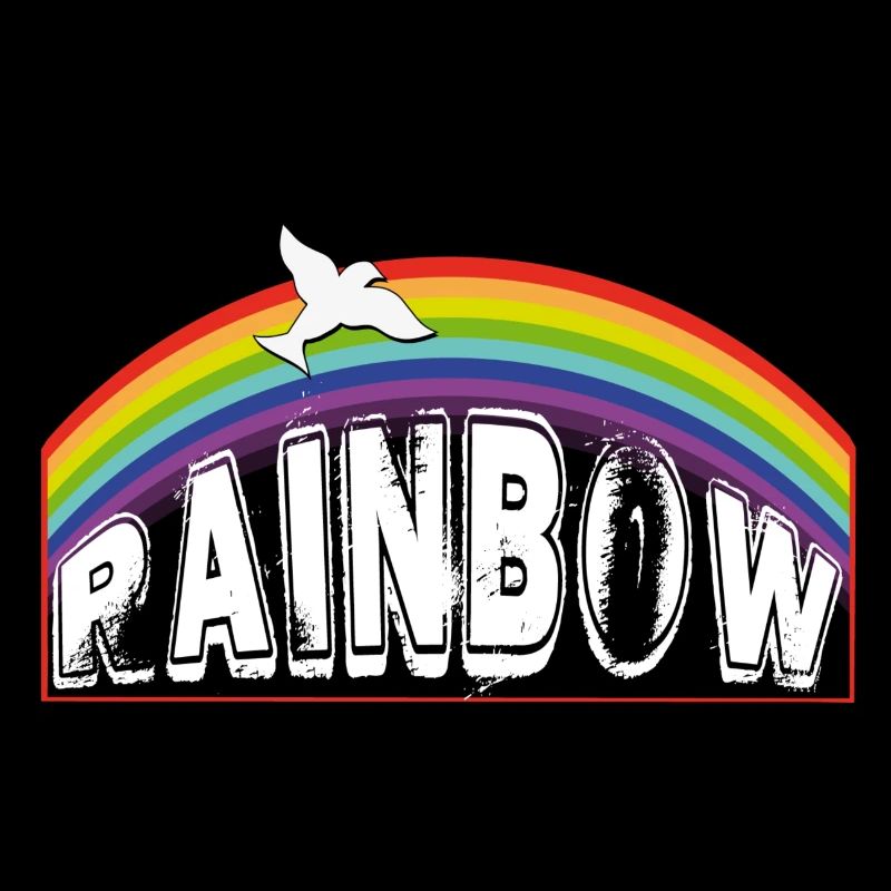 RAINBOW lettering with pigeon