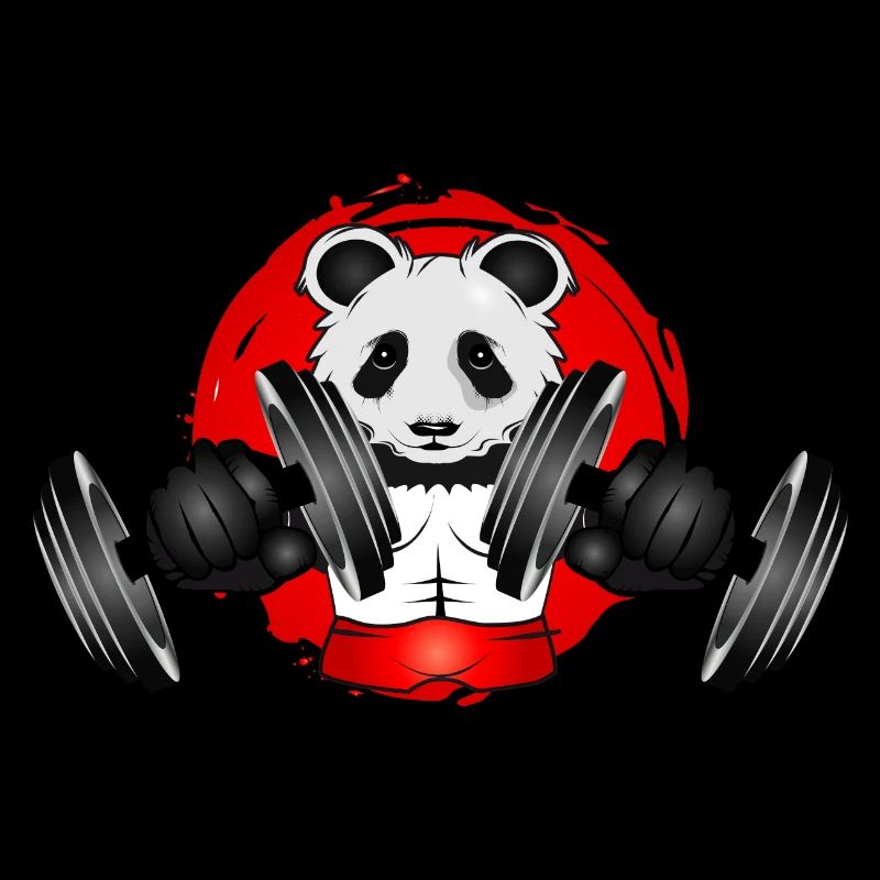 Bodybuilder Panda Bear with Dumbbell in Gym Patch