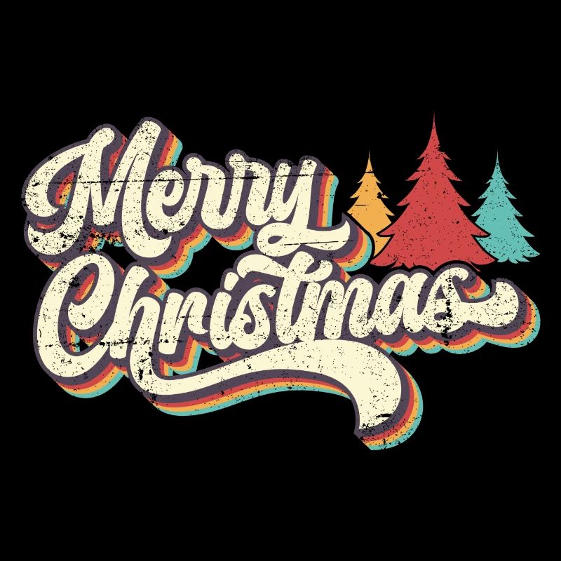 Retro Merry Christmas Rainbow Script
