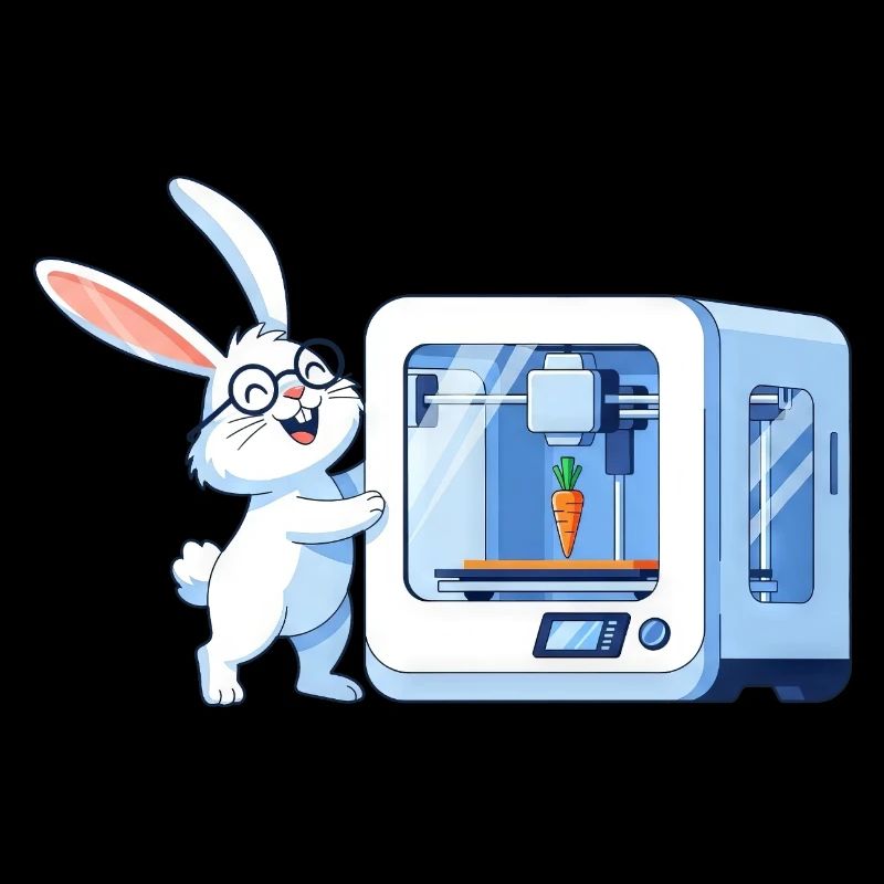 Funny Rabbit Nerd Programmer 3D Printer