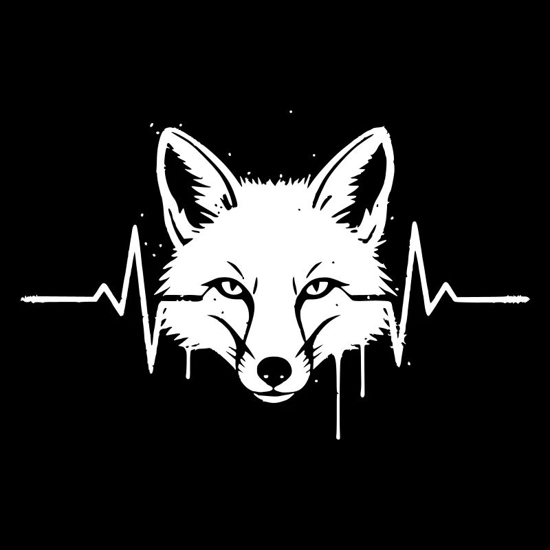 Fox Head Heartbeat Graffiti Vector
