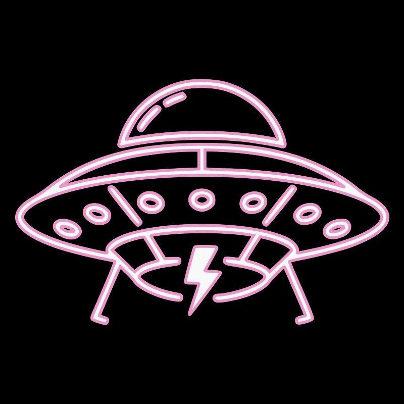 UFO Neon Pink Lightning Party Techno Vector