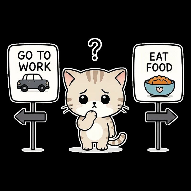 Le dilemme du chat : travail ou repas
