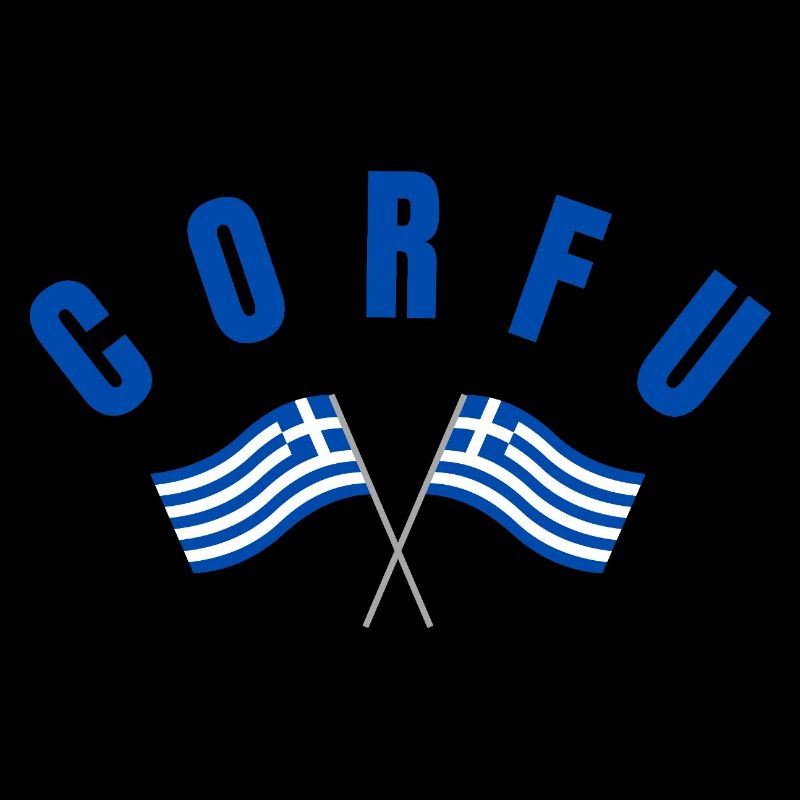 Corfou avec drapeaux grecs croisés