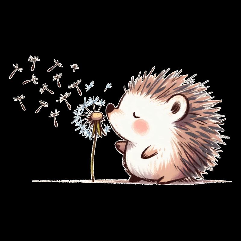 Igel mit Pusteblume