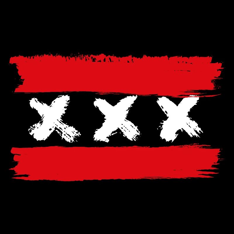 Three White Xs on Red Brushstrokes