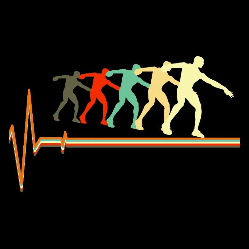 Shot Put Evolution Retro Heartbeat Pulse Art