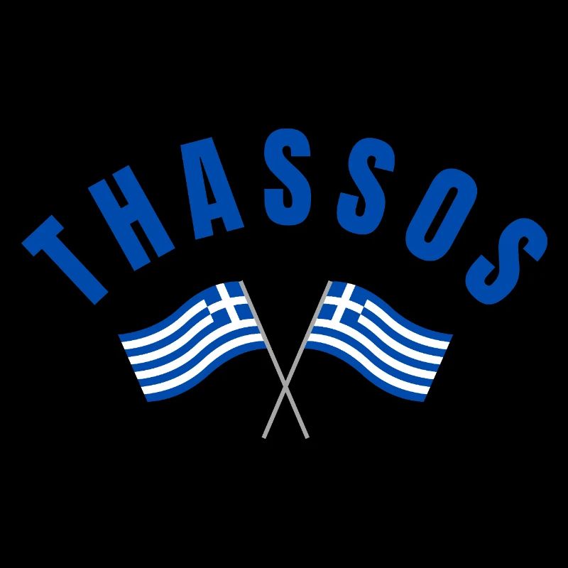 Thassos Drapeaux Grecs Croisés