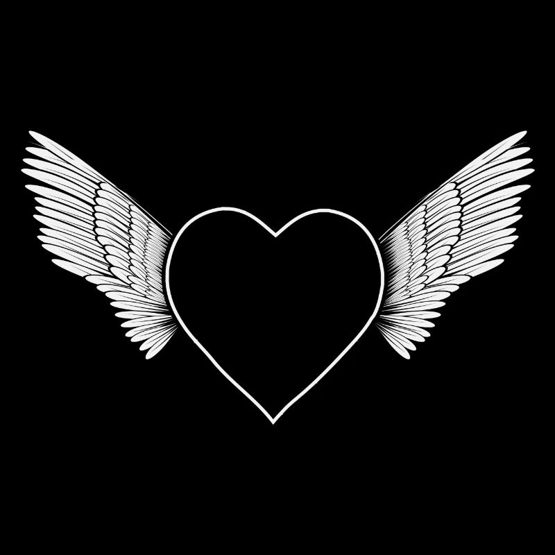 Heart with wings- white-