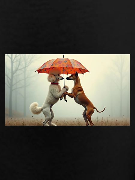 Dogs under umbrella