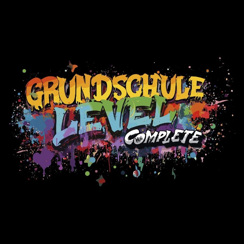 Grundschule Level Complete Graffiti Abschlussshirt