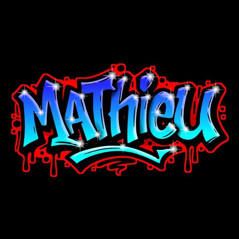 Mathieu Graffitiprénom imprimable Bleu Urbain