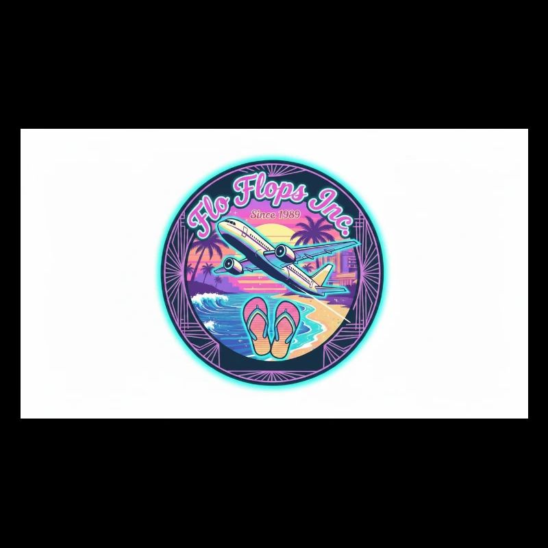 Retro Neon Wings and Beach