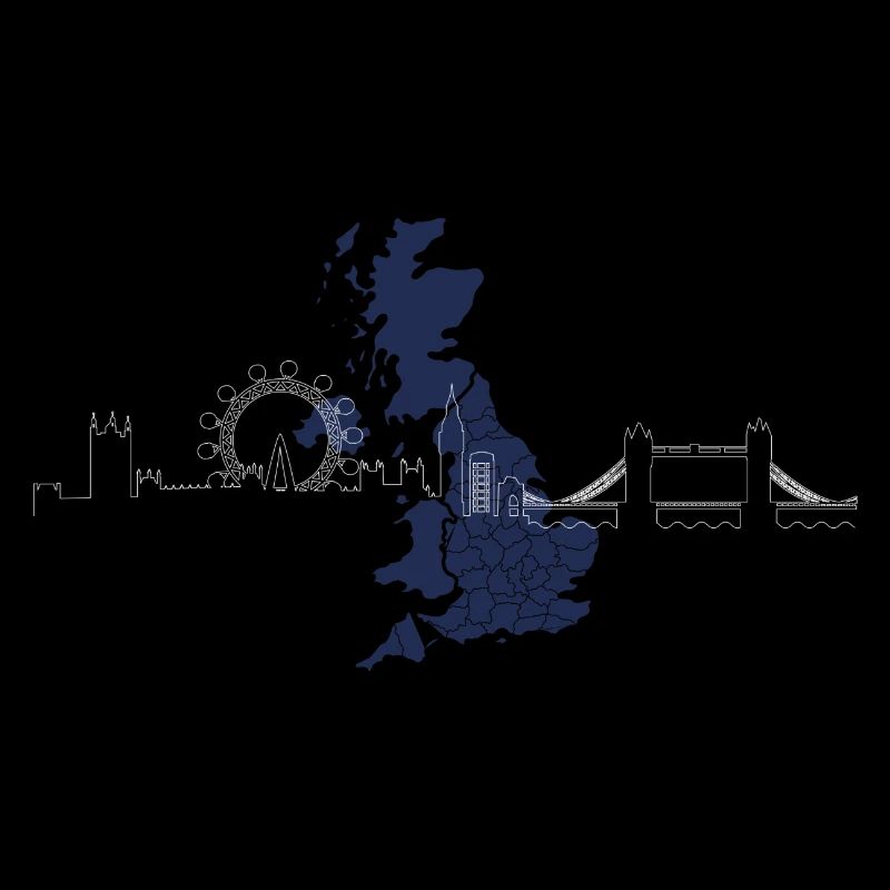 Royaume-Uni, Monuments, Silhouette, Paysage nocturne