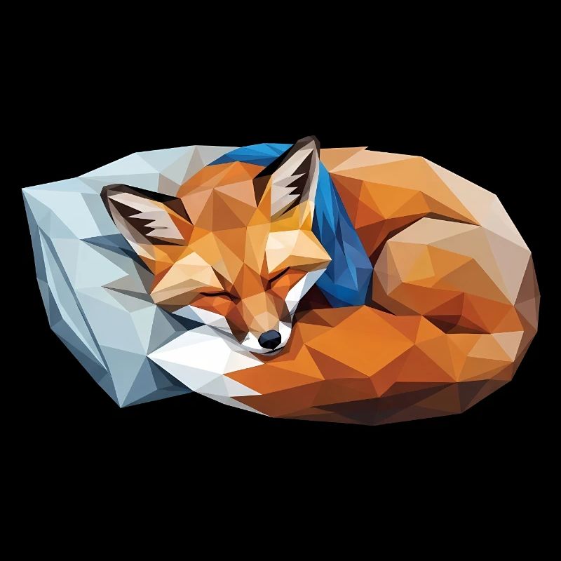 Sleeping Fox in Polygon Style