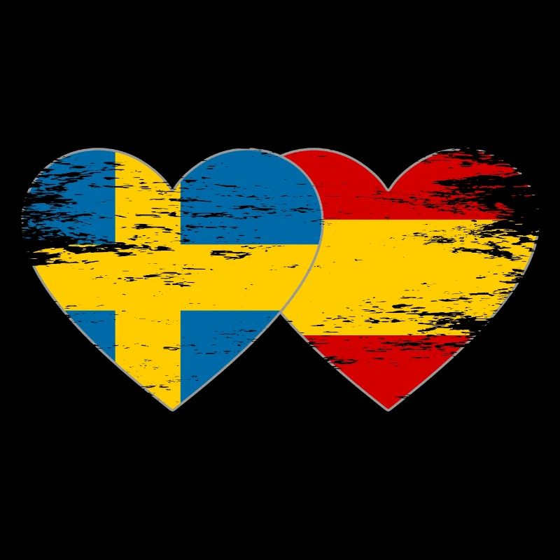 Suède Espagne Drapeau Coeur utilisé