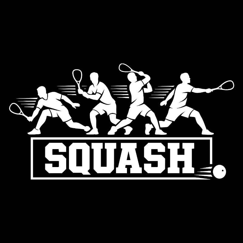 Retro Squash Spieler-Actionsequenz Silhouetten-Kunst