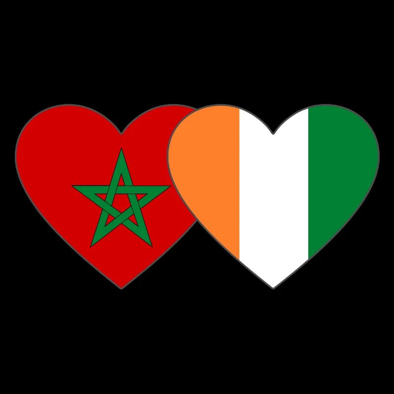 Côte d'Ivoire Morocco Flag Heart