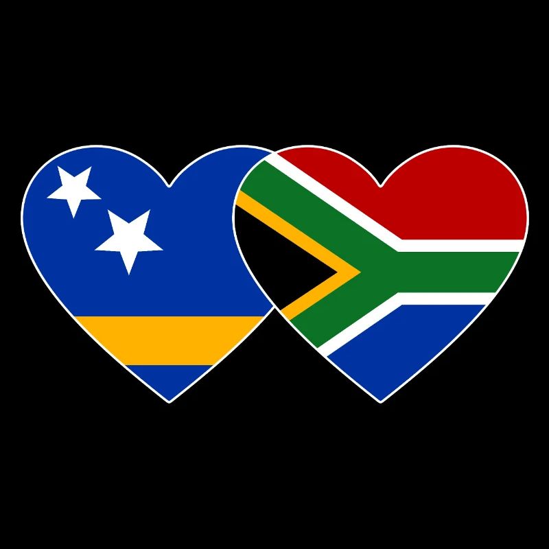 Drapeau de Curaçao Afrique du Sud Mains Forme de cœur