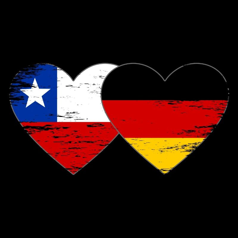 Chile Germany Flag Heart