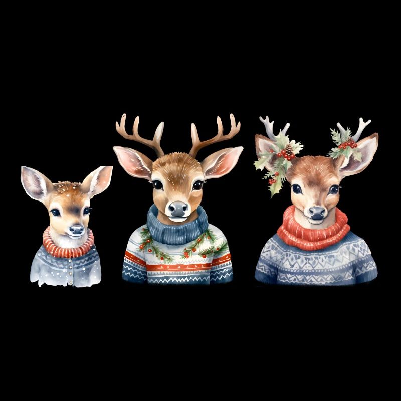 Winterhirsche Pullover-Trio
