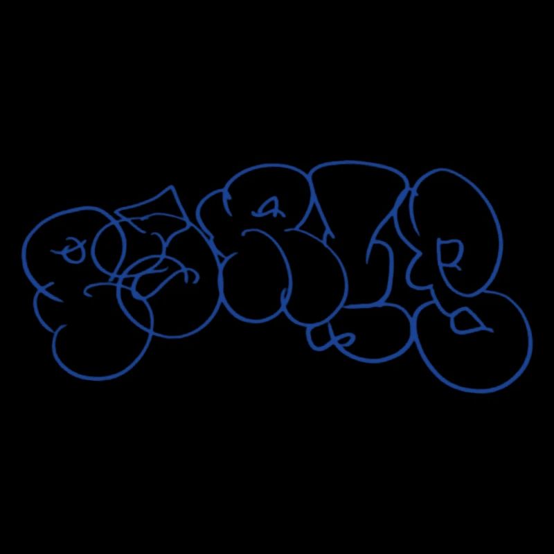Blue graffiti lettering in Paris style