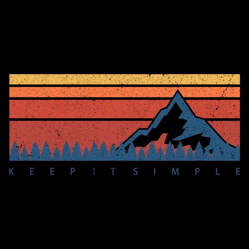 Minimal Mountain Sunset Retro