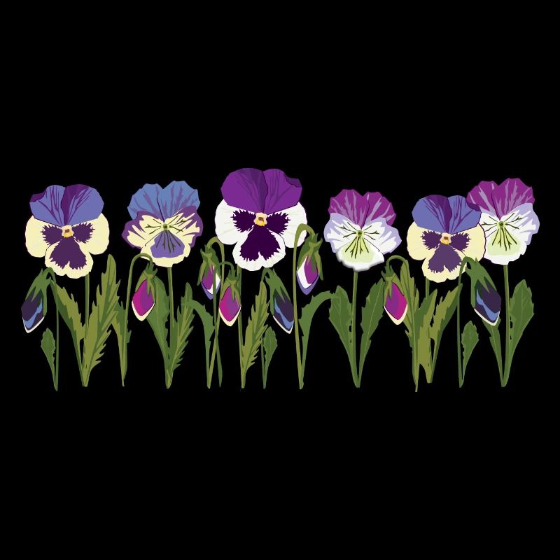 Rangée de fleurs de pensée en violet