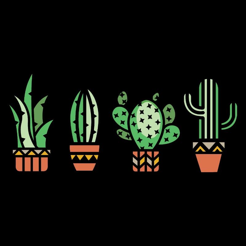 Cactus houseplant comic logo botany love icon