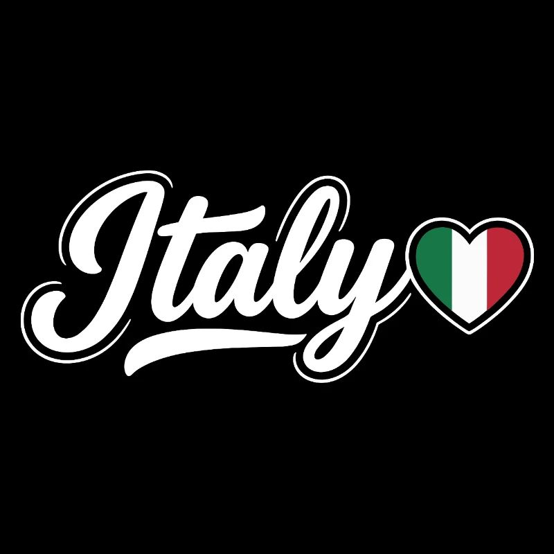 Italy Script with Flag Heart Fan Patriotic