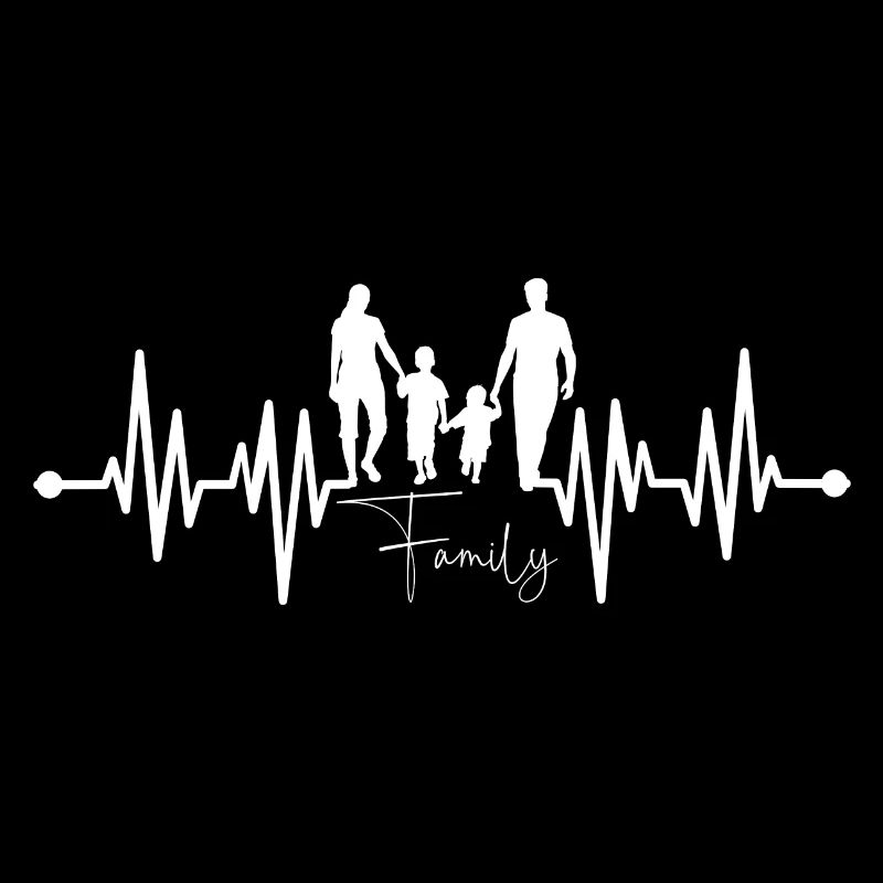 Family heart silhouette with pulse