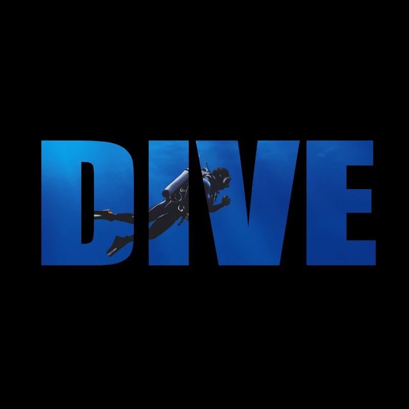 Dive Text with Diver in the Ocean