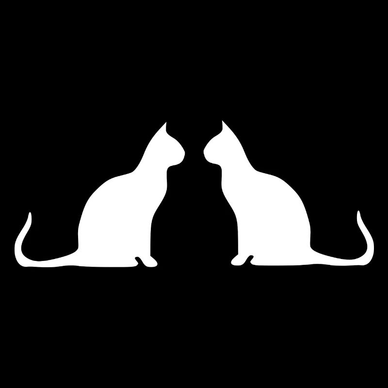 White Cat 2 Cats Silhouettes Gift