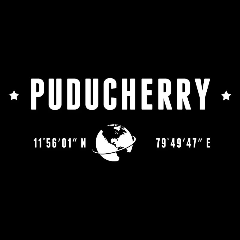 PUDUCHERRY Stylized Geographical Coordinates