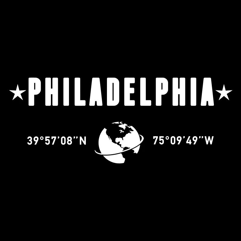 Philadelphia Coordinates Planet Earth White