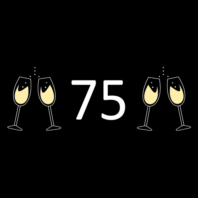 75th Birthday 75th Anniversary 75 Number 75 black
