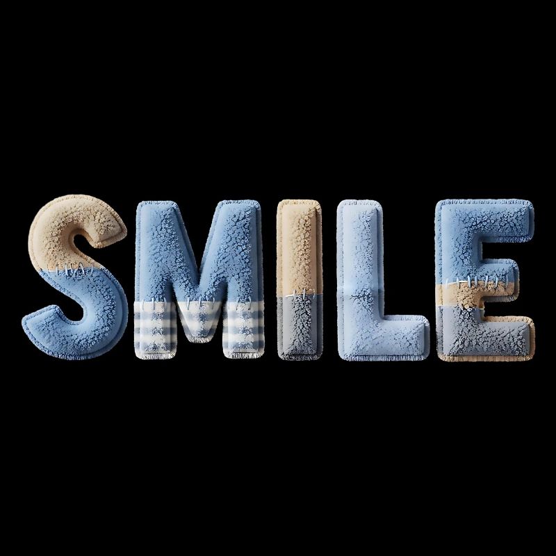 Smile Patchwork Trend Lettering Style Handmade