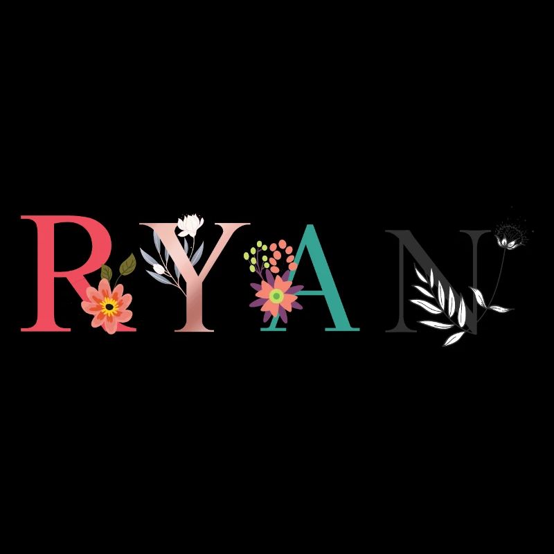 RYAN Nom Art avec fleurs brodées
