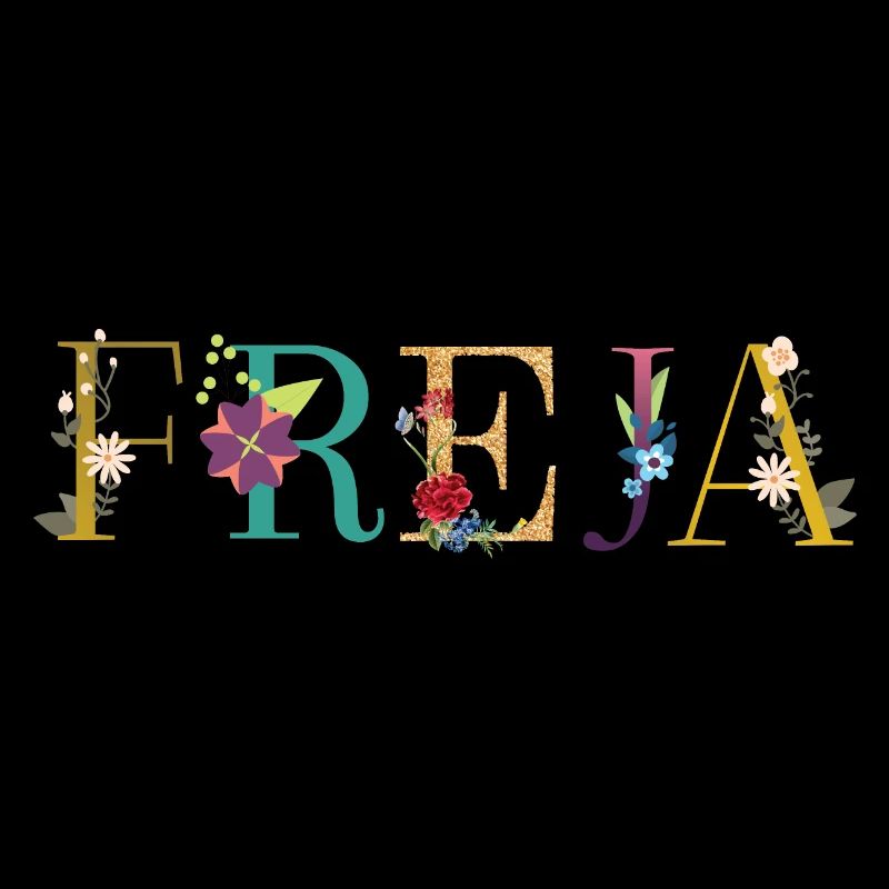 FREJA Name mit Blumen geschmückt