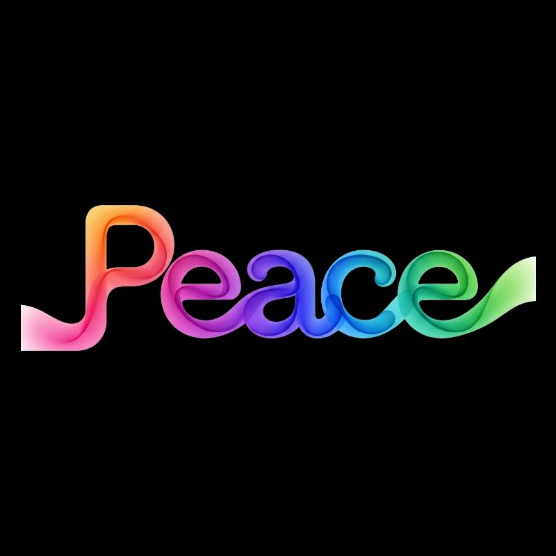 Farbige Peace-Schrift im Pfeildesign