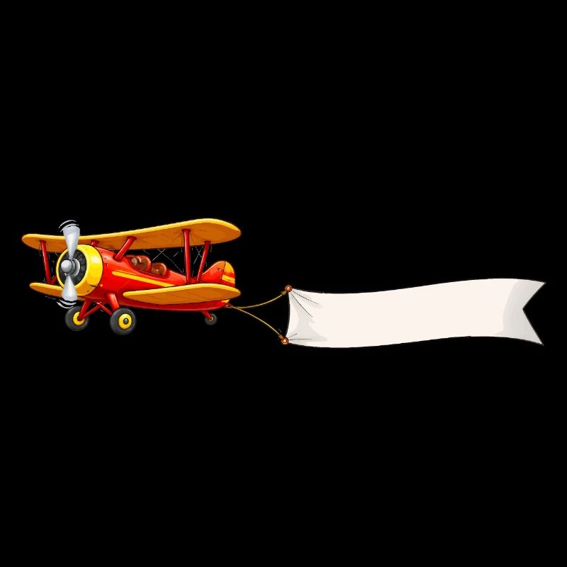 Biplan Motif de bannière d’avion rétro