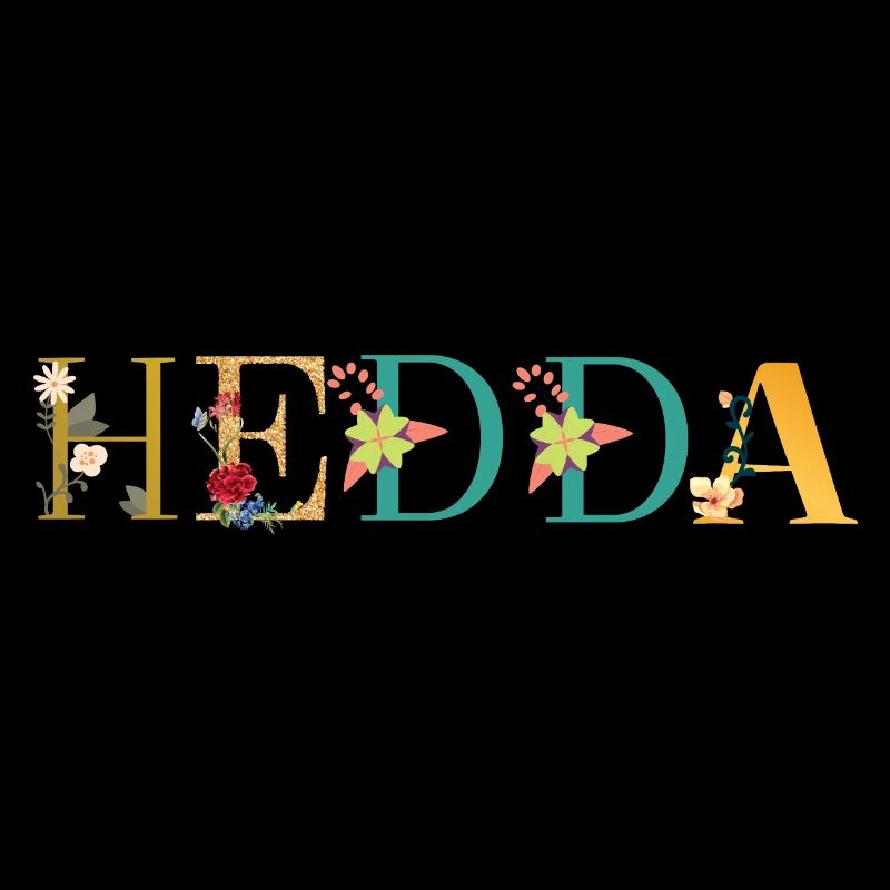 Le nom HEDDA est décoré de fleurs