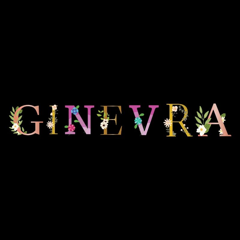 Le nom de GINEVRA est décoré de fleurs